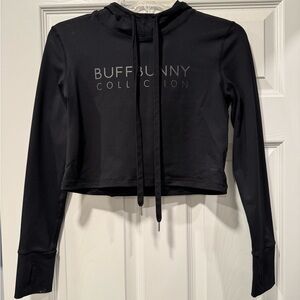 Buffbunny Collection Black Cropped Hoodie Long Sleeve Athleisure